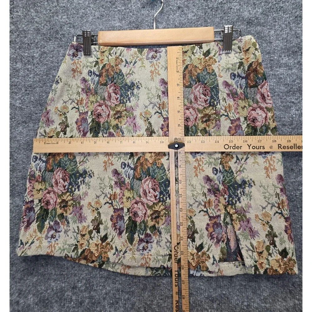 Wild Fable Skirt Womens 8 Multicolor Floral Tweed A-Line Mini Front Slit Zip